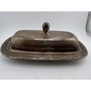 Vintage Meriden B. Company Tableware‎ Antique Silver-Plated Butter Dish With Lid